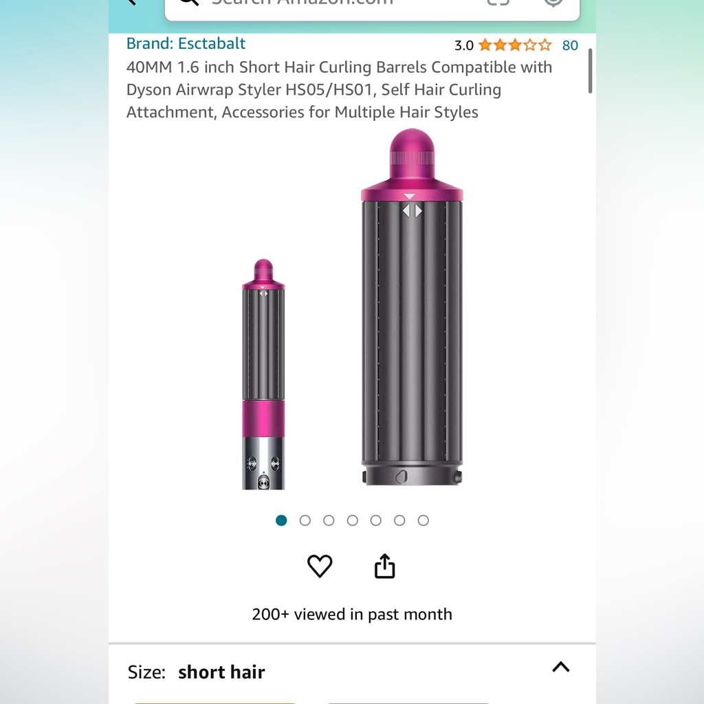 40mm 16 Inch Short Hair Curling Barrels Compatible With Dyson Airwrap Styler